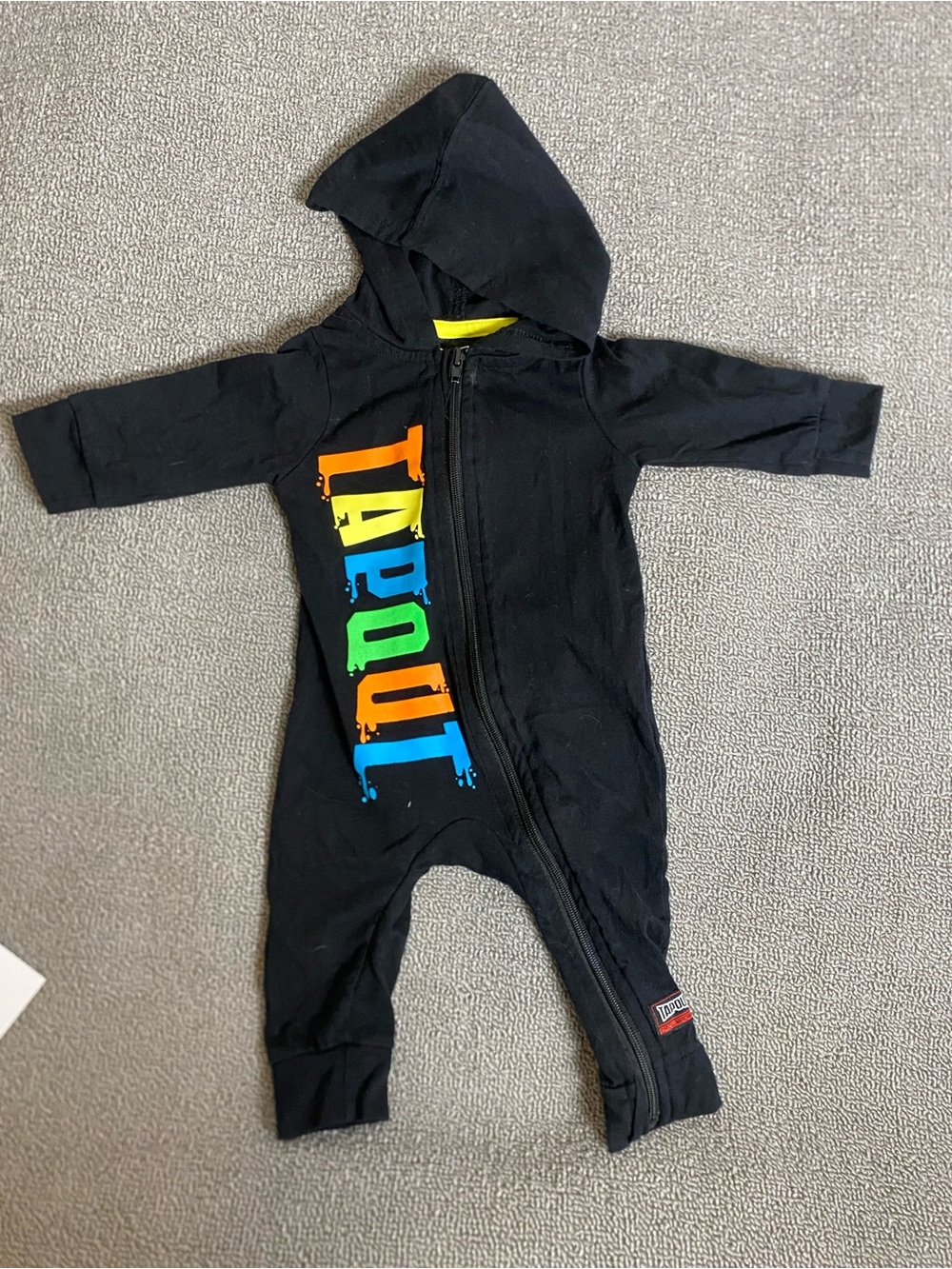 Baby Tapout One-Piece Black Hoodie Romper